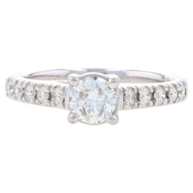 White Gold Diamond Engagement Ring - 14k Round Brilliant .85ctw For Sale