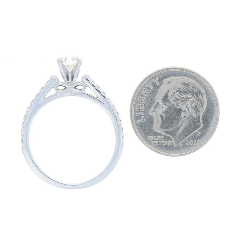 Women's White Gold Diamond Engagement Ring - 14k Round Brilliant .92ctw For Sale