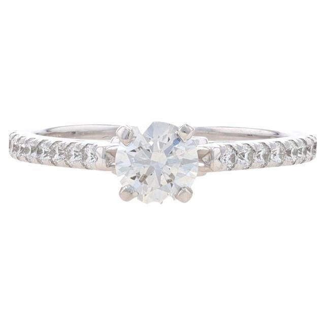 White Gold Diamond Engagement Ring - 14k Round Brilliant .92ctw For Sale