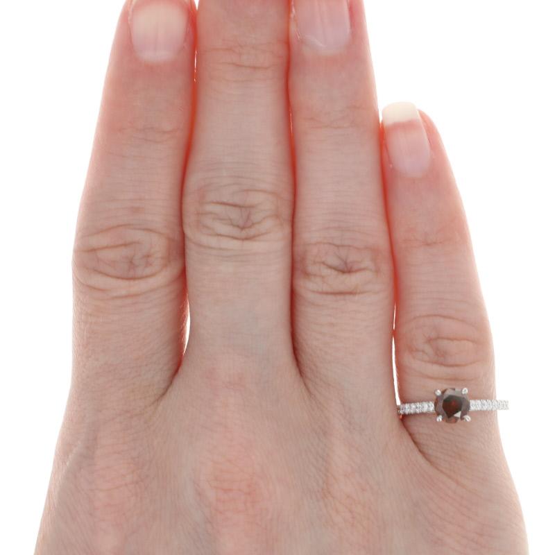 White Gold Diamond Engagement Ring, 14k Round Brilliant .92ctw Reddish Orange 3