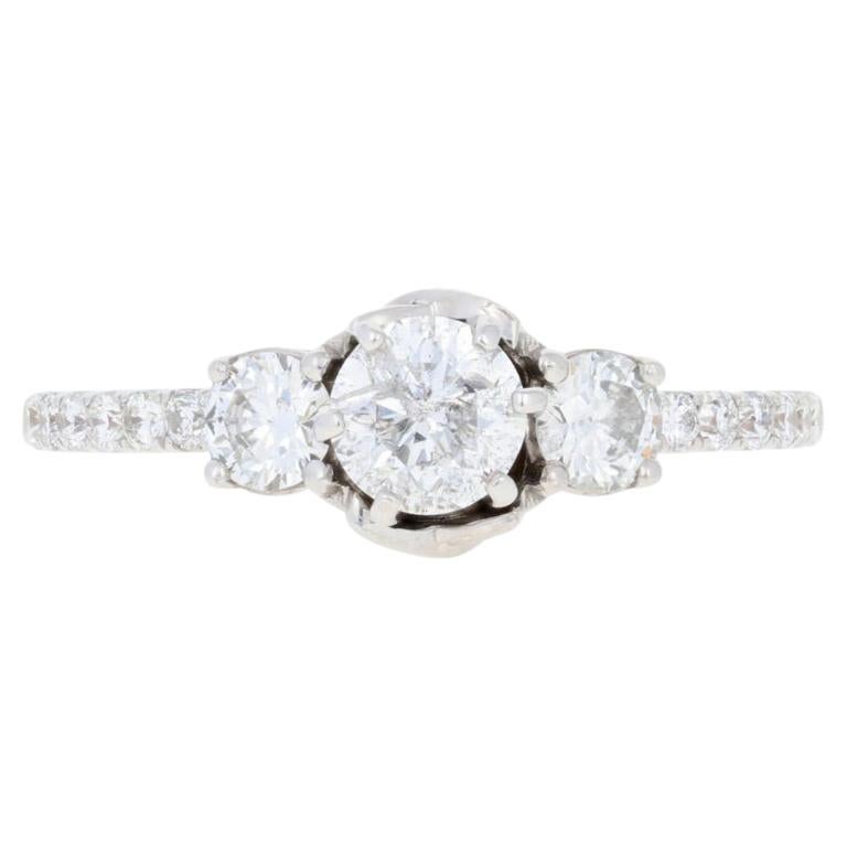 White Gold Diamond Engagement Ring, 14 Karat Round Brilliant Cut 1.25 Carat For Sale
