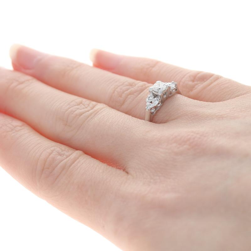 Women's White Gold Diamond Engagement Ring - 14k Round Brilliant Cut .48ctw For Sale
