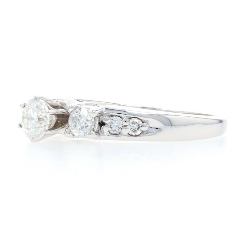 Uncut White Gold Diamond Engagement Ring, 14k Round Brilliant Cut .82ctw For Sale