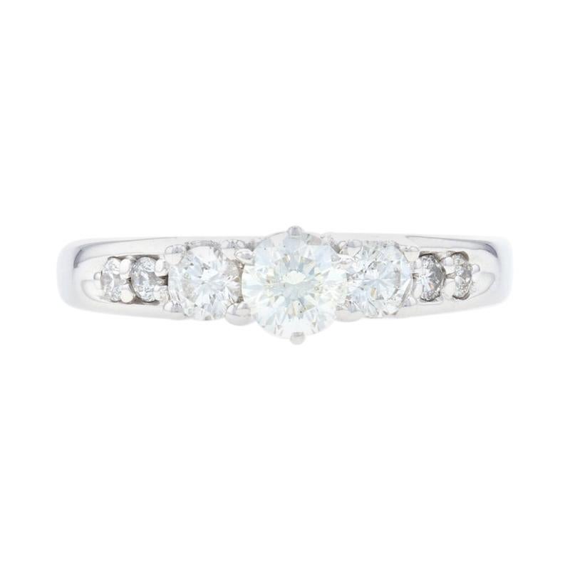 White Gold Diamond Engagement Ring, 14k Round Brilliant Cut .82ctw