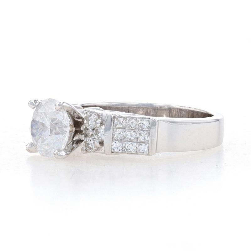 Round Cut White Gold Diamond Engagement Ring - 18k Round Brilliant 1.95ctw Size 5 1/2 For Sale