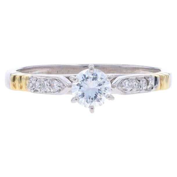 White Gold Diamond Engagement Ring - 18k Round Brilliant .29ctw Cathedral