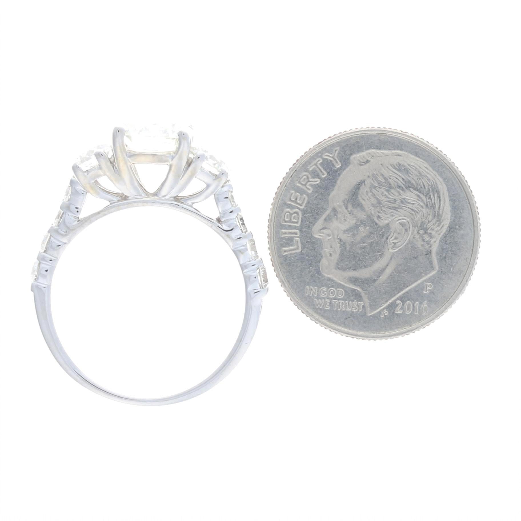 Round Cut White Gold Diamond Engagement Ring, 18 Karat Round Brilliant Cut 2.22 Carat GSL