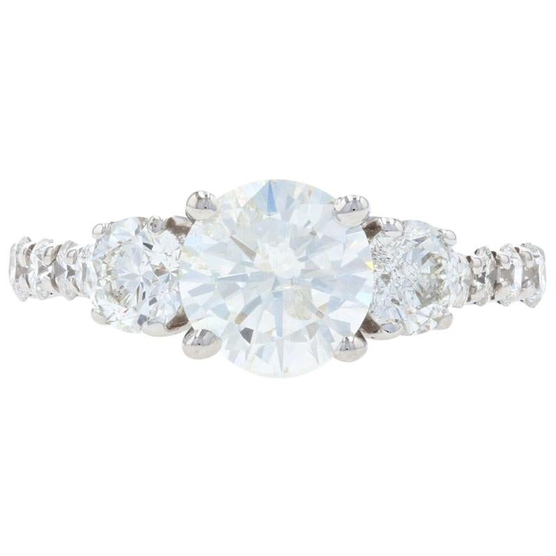 White Gold Diamond Engagement Ring, 18 Karat Round Brilliant Cut 2.22 Carat GSL