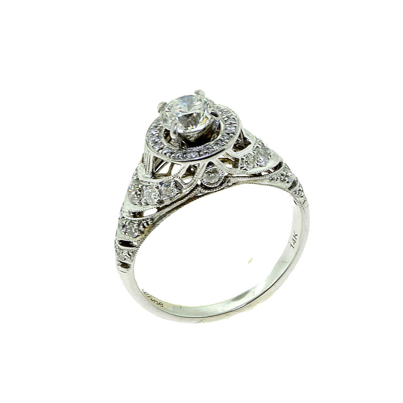 Women's or Men's White Gold Diamond Engagement Ring