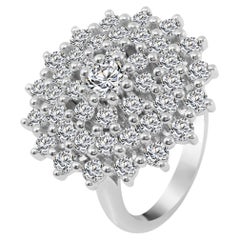 Anello di fidanzamento con diamante in oro bianco Unique Vintage Diamond Cluster Cocktail Ring