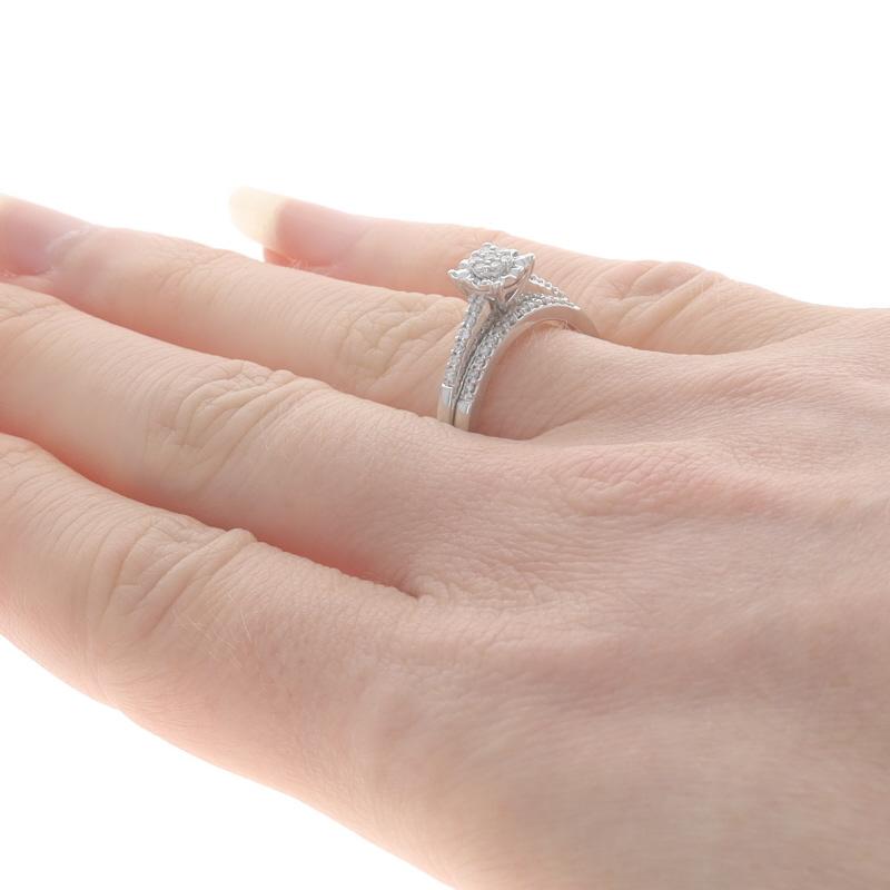 Women's White Gold Diamond Engagement Ring & Wedding Band - 10k Round Brilliant .30ctw For Sale