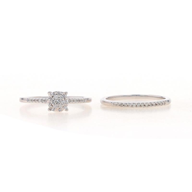 White Gold Diamond Engagement Ring & Wedding Band - 10k Round Brilliant .30ctw For Sale 1