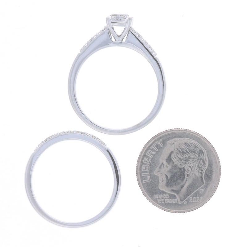 White Gold Diamond Engagement Ring & Wedding Band - 10k Round Brilliant .30ctw For Sale 2
