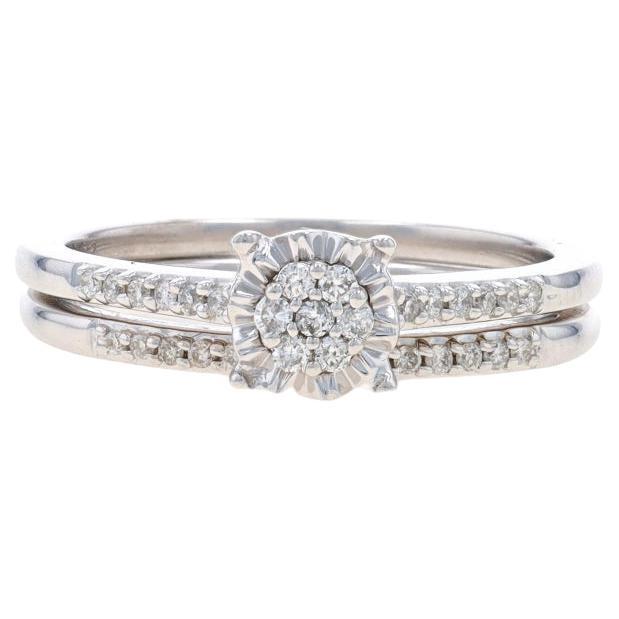 White Gold Diamond Engagement Ring & Wedding Band - 10k Round Brilliant .30ctw For Sale