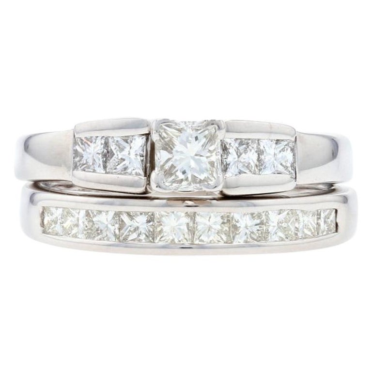 Customizable White Gold Diamond Engagement Ring and Wedding Band, 14k ...