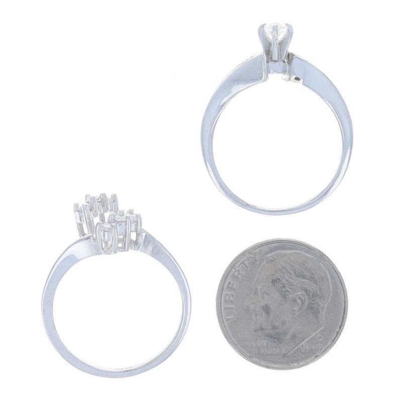 Anello di fidanzamento con diamante in oro bianco e fede nuziale 14k Marquise e Round 1.00ctw in vendita 2