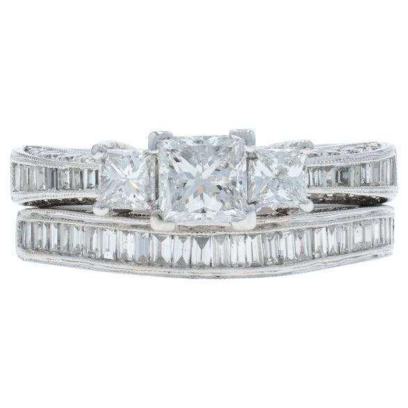 White Gold Diamond Engagement Ring
Wedding Band - 14k Princess 2.00ctw
