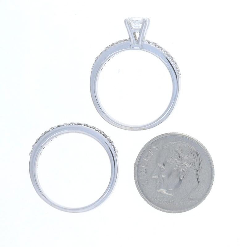 White Gold Diamond Engagement Ring & Wedding Band - 14k Princess .94ctw IGISize: For Sale 2
