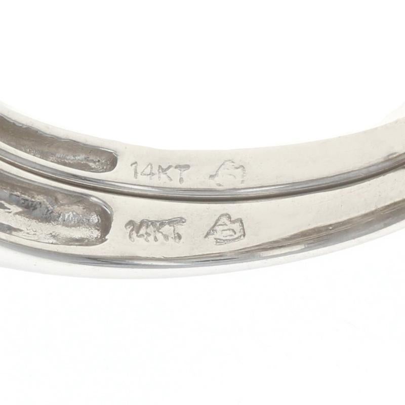 White Gold Diamond Engagement Ring & Wedding Band - 14k Princess Cut .96ctw For Sale 3