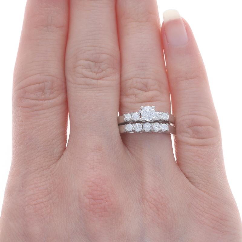 Weißgold Diamant Verlobungsring & Hochzeit Band - 14k Runde Brillant 1.03ctw (Rundschliff) im Angebot