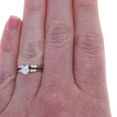 White Gold Diamond Engagement Ring & Wedding Band - 14k Round Brilliant .58ctw
