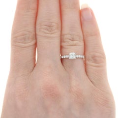 White Gold Diamond Engagement Ring & Wedding Bands - 14k Cushion Cut 1.20ctw