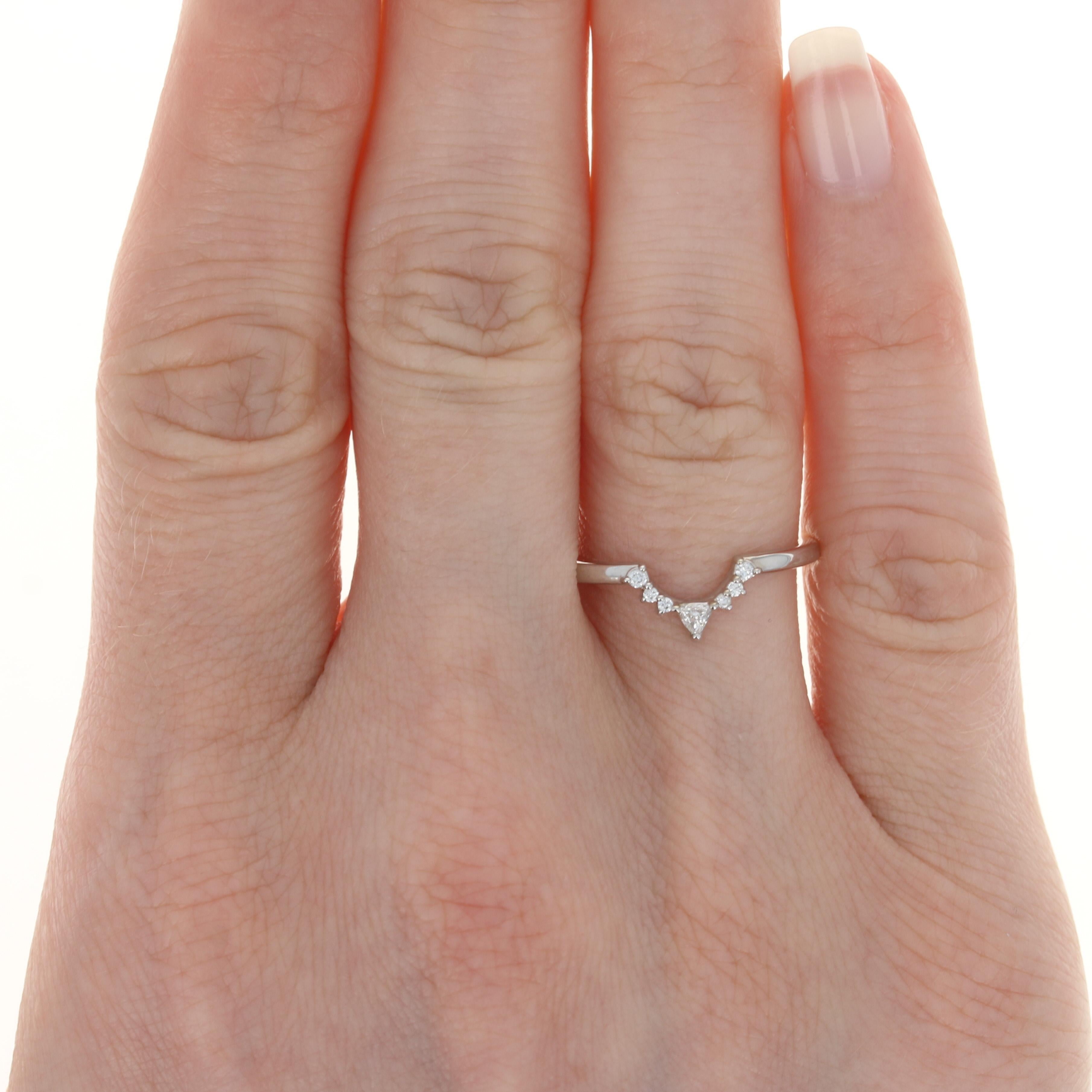 Round Cut White Gold Diamond Enhancer Band -14k Trillion & Round .10ctw Guard Wedding Ring
