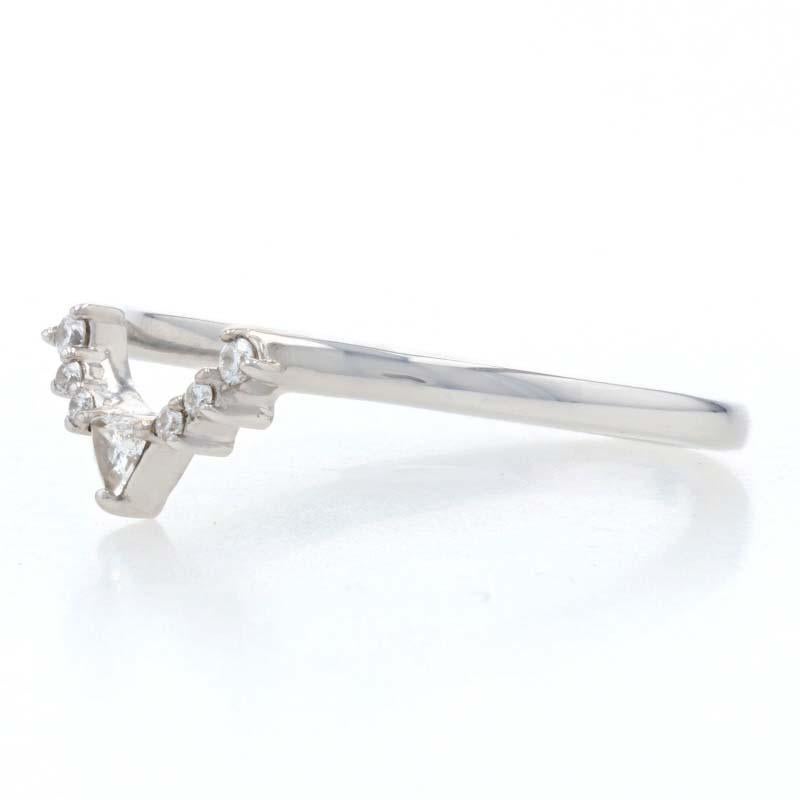 White Gold Diamond Enhancer Band -14k Trillion & Round .10ctw Guard Wedding Ring In New Condition In Greensboro, NC