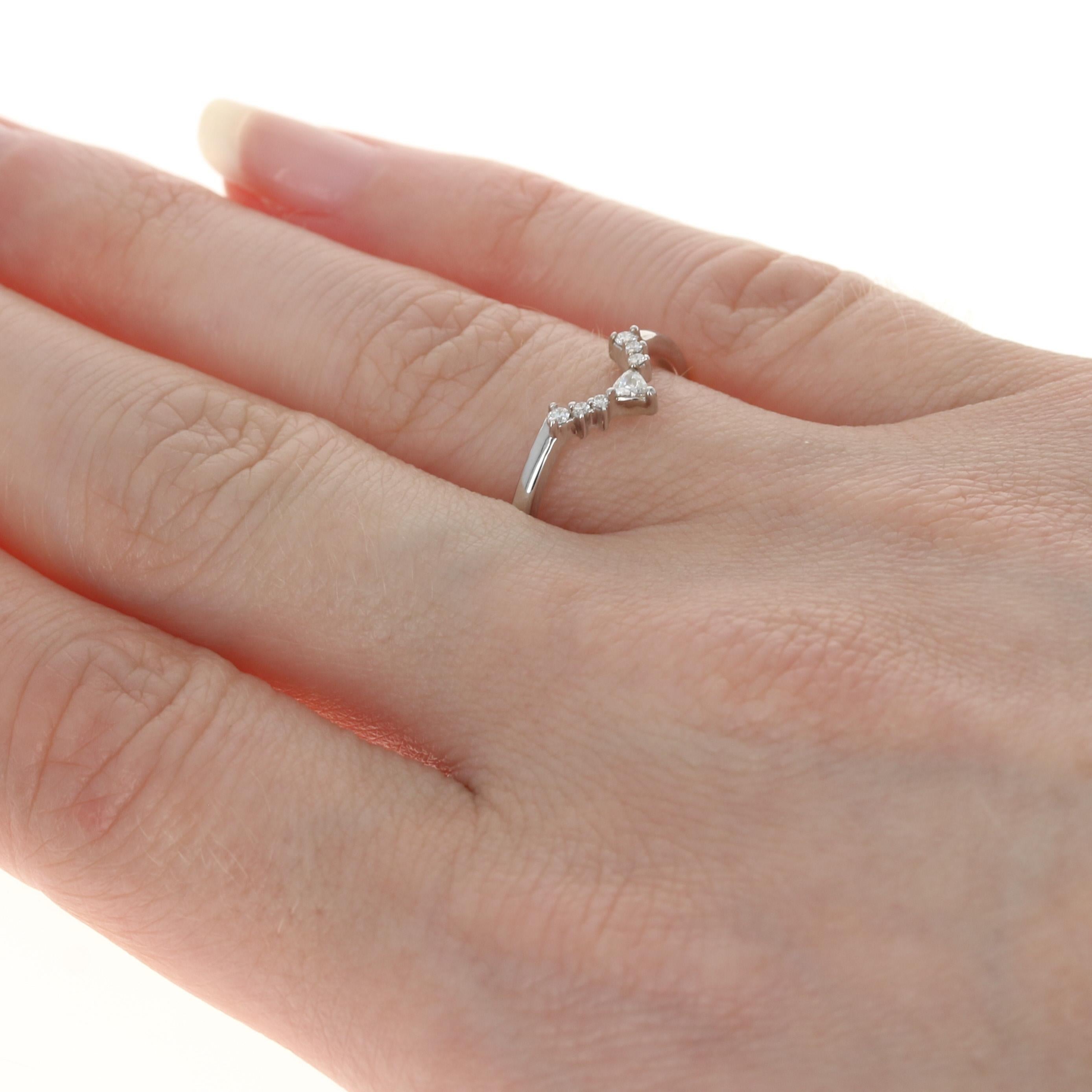 Women's White Gold Diamond Enhancer Band -14k Trillion & Round .10ctw Guard Wedding Ring
