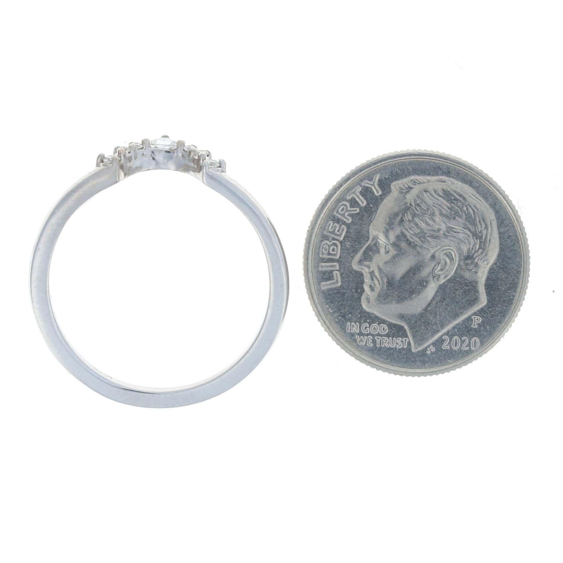 White Gold Diamond Enhancer Band -14k Trillion & Round .10ctw Guard Wedding Ring 1