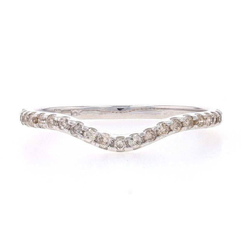 Size: 6
Sizing Fee: Up 2 sizes for $35

Metal Content: 10k White Gold

Stone Information
Natural Diamonds
Carat(s): .20ctw
Cut: Round Brilliant
Color: L - M
Clarity: SI2 - I1

Total Carats: .20ctw

Style: Contoured Enhancer Wedding Band Guard with
