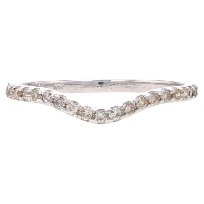 White Gold Diamond Enhancer Wedding Band - 10k Round .20ctw Contoured Guard Ring For Sale