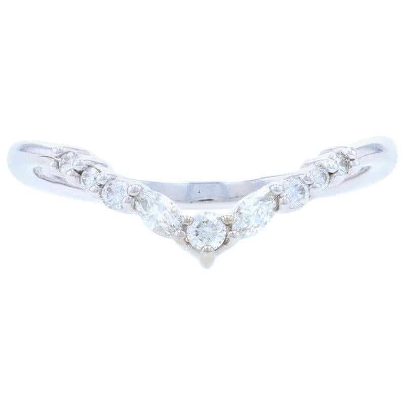 White Gold Diamond Enhancer Wedding Band, 14k Marquise Cut .18 Carat Guard Ring