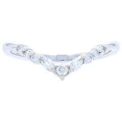 White Gold Diamond Enhancer Wedding Band, 14k Marquise Cut .18 Carat Guard Ring
