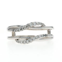 White Gold Diamond Enhancer Wedding Band - 14k Rd .20ctw Twist Wrap Jacket Ring