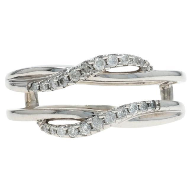 Fascia nuziale con diamante in oro bianco - Anello con cinturino a spirale in oro bianco 14k Rd .20ctw