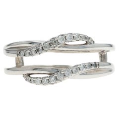 Fascia nuziale con diamante in oro bianco - Anello con cinturino a spirale in oro bianco 14k Rd .20ctw