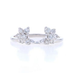 White Gold Diamond Enhancer Wedding Band 14k Rd .40ctw Floral Cluster Guard Ring
