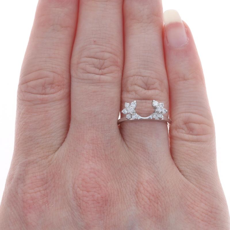 Round Cut White Gold Diamond Enhancer Wedding Band 14k Rd .40ctw Floral Cluster Guard Ring For Sale