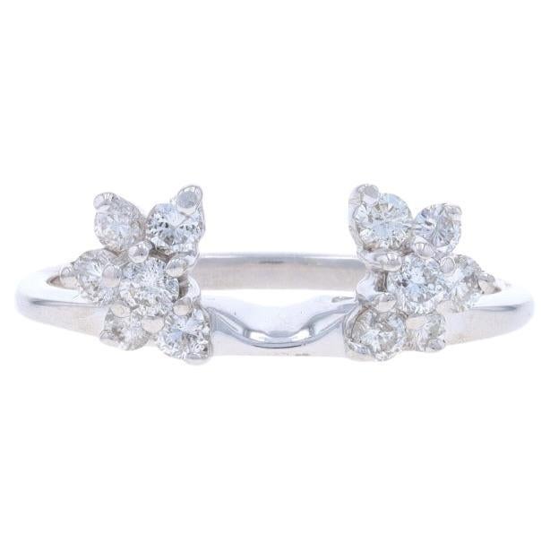 White Gold Diamond Enhancer Wedding Band 14k Rd .40ctw Floral Cluster Guard Ring For Sale