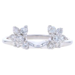 White Gold Diamond Enhancer Wedding Band 14k Rd .40ctw Floral Cluster Guard Ring