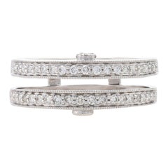 Vintage White Gold Diamond Enhancer Wedding Band 14k Rnd.33ctw Wrap Jacket Ring