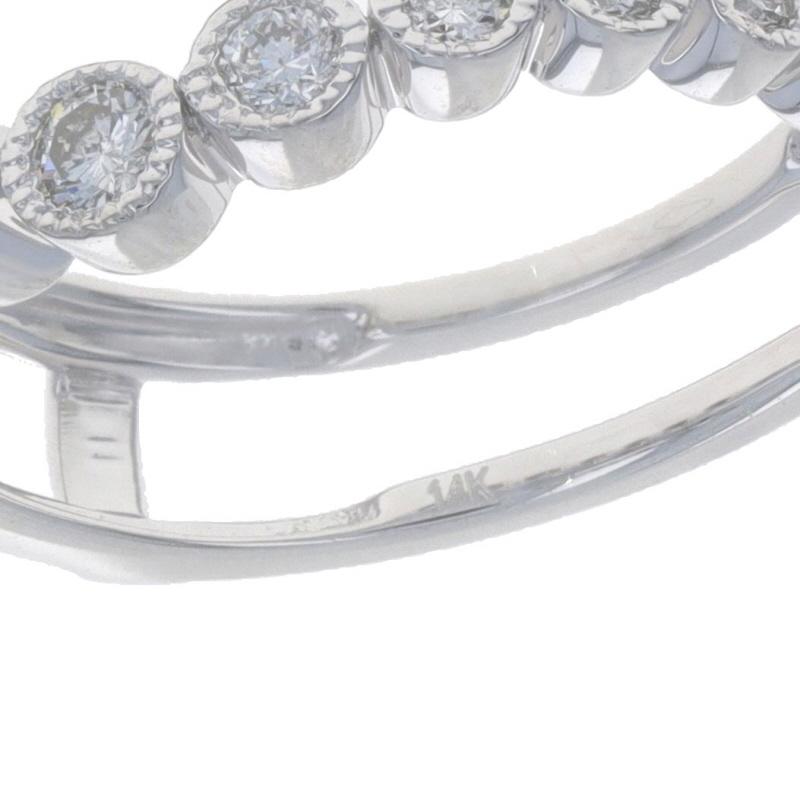 Women's White Gold Diamond Enhancer Wedding Band 14k Rnd.58ctw Milgrain Wrap Jacket Ring