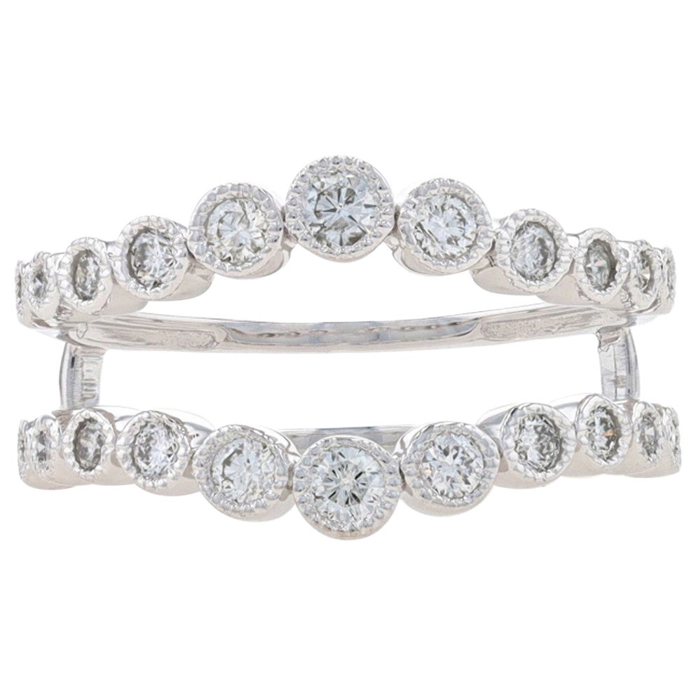 Weißgold Diamant Enhancer Ehering 14k Rnd.58ctw Milgrain Wickeljacke Ring