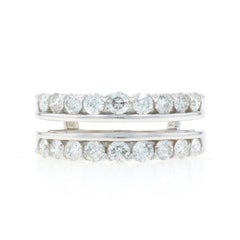White Gold Diamond Enhancer Wedding Band - 14k Round 1.00ctw Wrap Jacket Ring