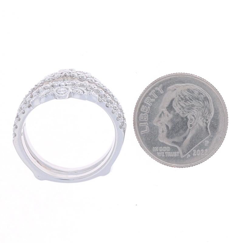 Women's White Gold Diamond Enhancer Wedding Band - 14k Round 1.00ctw Wrap Jacket Ring For Sale