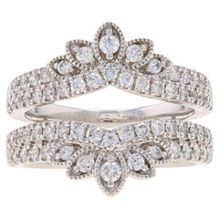 White Gold Diamond Enhancer Wedding Band - 14k Round 1.00ctw Wrap Jacket Ring