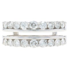White Gold Diamond Enhancer Wedding Band - 14k Round 1.00ctw Wrap Jacket Ring