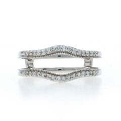 White Gold Diamond Enhancer Wedding Band - 14k Round .24ctw Wrap Jacket Ring