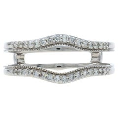 White Gold Diamond Enhancer Wedding Band - 14k Round .24ctw Wrap Jacket Ring